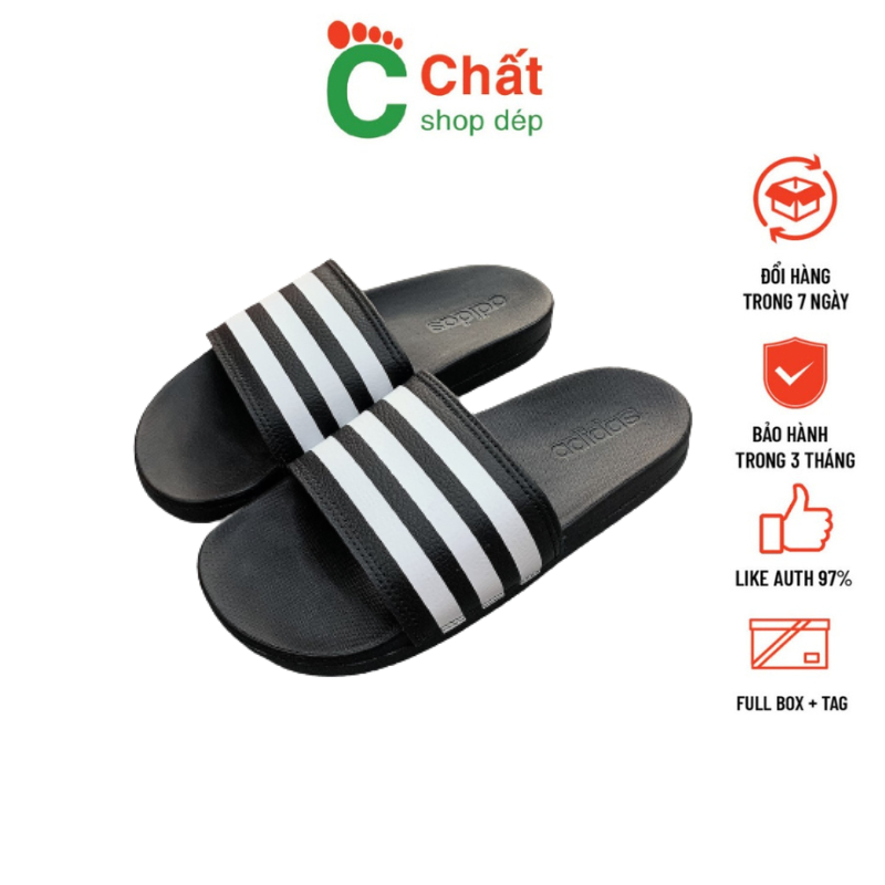 Dép Quai Ngang Adidas Comfort Siêu Êm Đen Sọc Trắng Big Size Nam - Dép Quai Ngang Chắc Chắn, Bền Đẹp