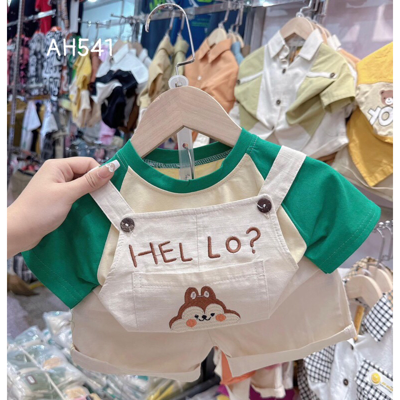 SET YẾM KAKI THÊU PHỐI ÁO COTTON QC CHO BÉ
