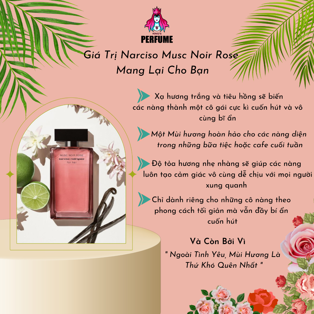 Nước Hoa 𝗡𝗮𝗿𝗰𝗶𝘀𝗼 𝗠𝘂𝘀𝗰 𝗡𝗼𝗶𝗿 𝗥𝗼𝘀𝗲 𝗘𝗗𝗣 Sang Trọng Tinh Tế _ Dung tích 1-2-5-10ml