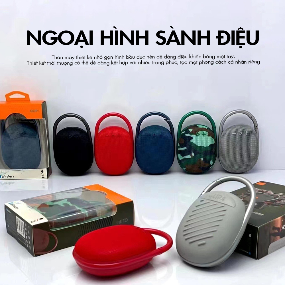 Loa Bluetooth Dã Ngoại Clip 4- Có Móc Treo Tiện Dụng - Hỗ trợ Thẻ Nhớ/USB