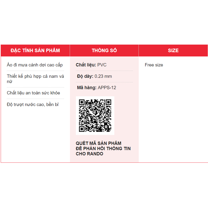 Áo Mưa Cổ Rùa Cao Cấp 0.23 Chính Hãng Rando