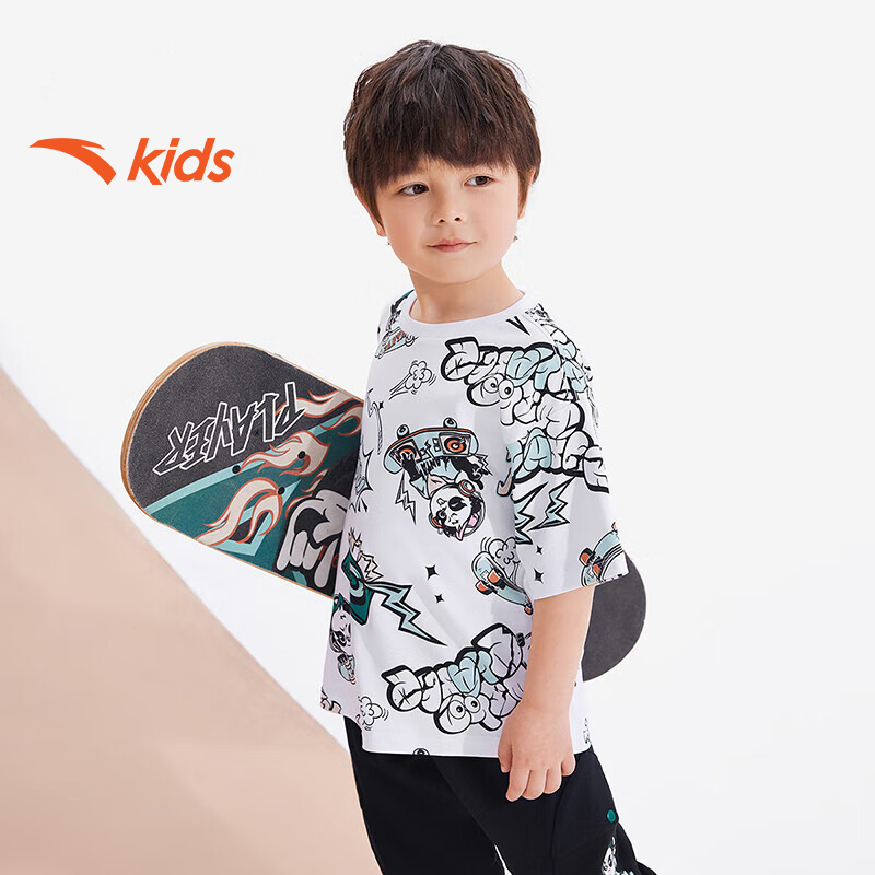 Áo phông thể thao bé trai Anta Kids vải cotton, thoáng khí W352329140-1