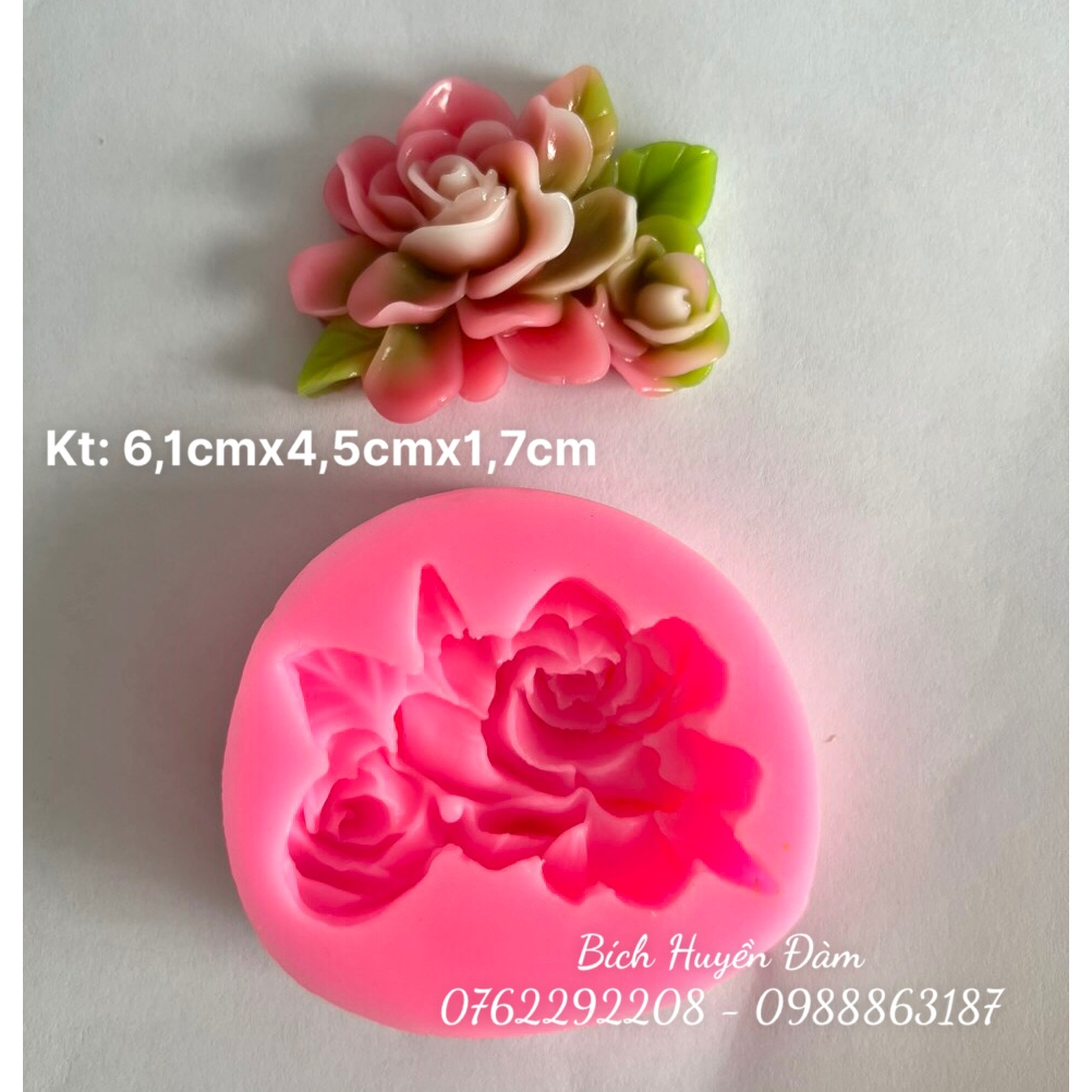 Khuôn silicon rau câu hoa nổi Hoa hồng chùm