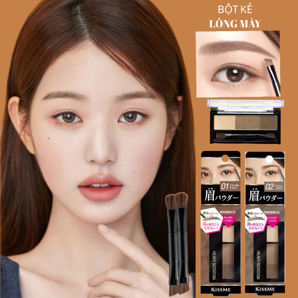 Bột Kẻ Lông Mày Chống Trôi Màu Tự Nhiên Kissme Heavy Rotation Natural Powder Eyebrow