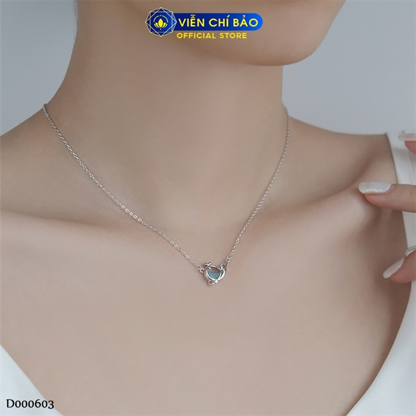 Dây chuyền bạc nữ cá voi xanh chất liệu bạc Ý 925 thời trang phụ kiện trang sức Viễn Chí Bảo D000603