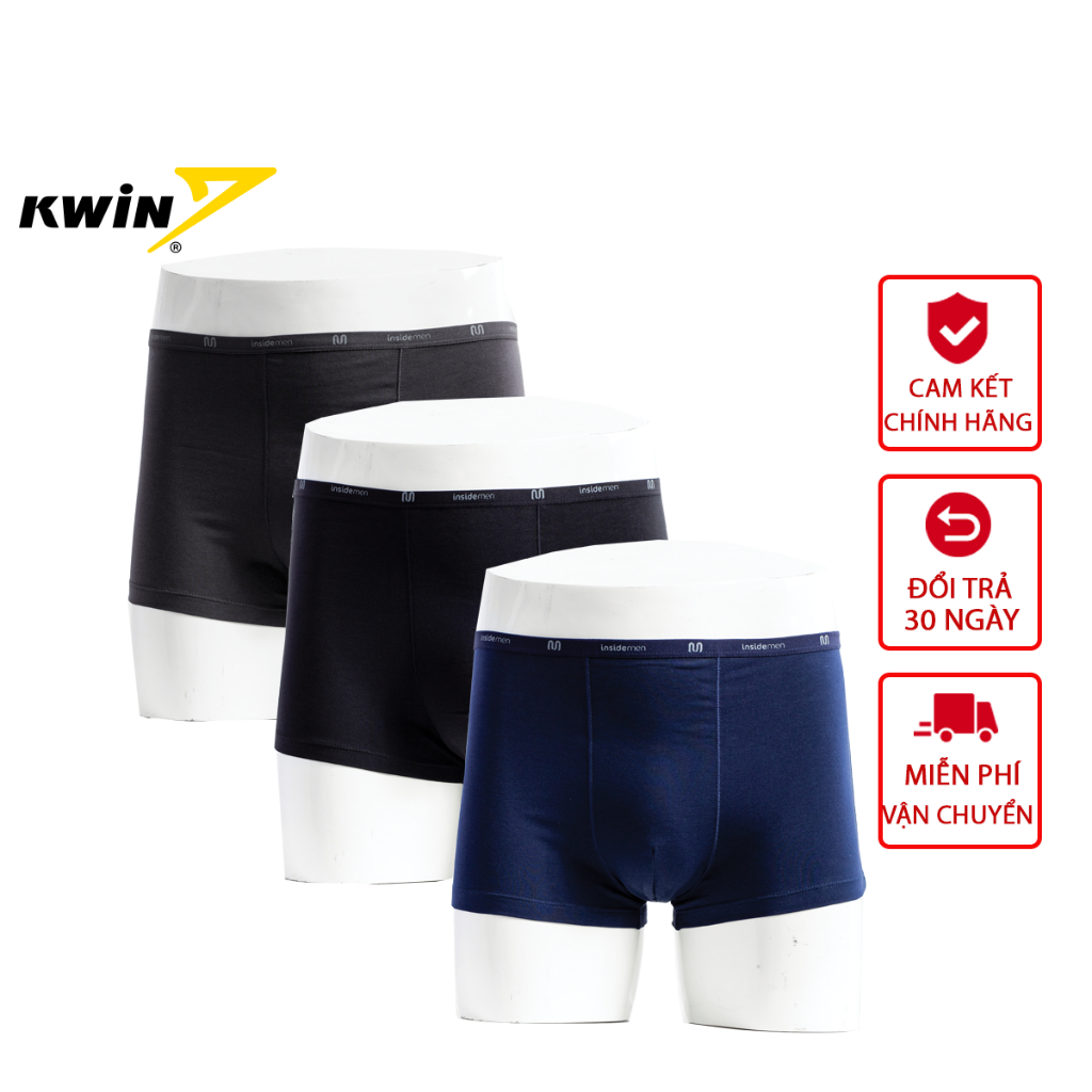 Combo 3 quần lót nam Boxer INSIDEMEN mềm mại kháng khuẩn chất co giãn không bai không xù IBX009