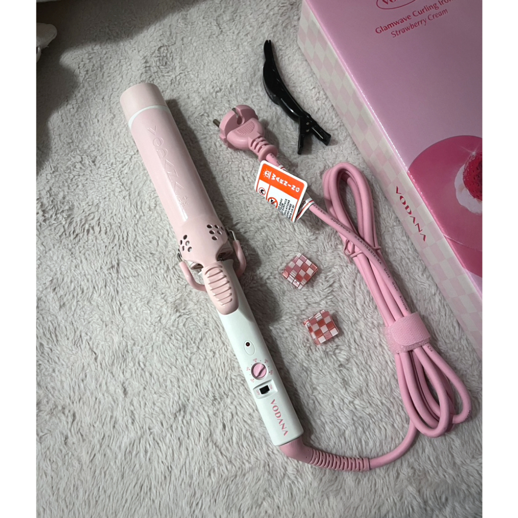VODANA Máy uốn tóc 36mm Glam wave curling iron Strawberry Cream Hàn Quốc