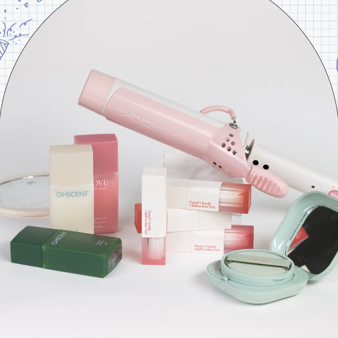 VODANA Máy uốn tóc 36mm Glam wave curling iron Strawberry Cream Hàn Quốc