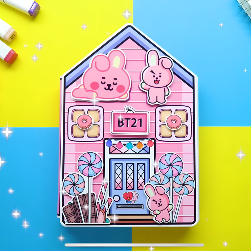 Ngôi nhà búp bê giấy Toca Boca #40 Pink House BT21 BTS