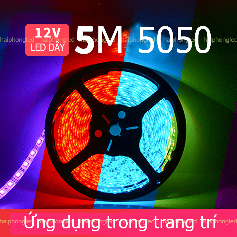 [ XẢ KHO ] Cuộn led RGB 5m SMD 5050 siêu sáng phủ silicon chống nước Cuộn led 7 màu giá rẻ chất lượng tốt