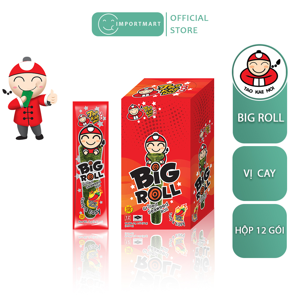 Rong Biển Cuộn Tròn Big Roll Taokaenoi  - Hộp 12 gói