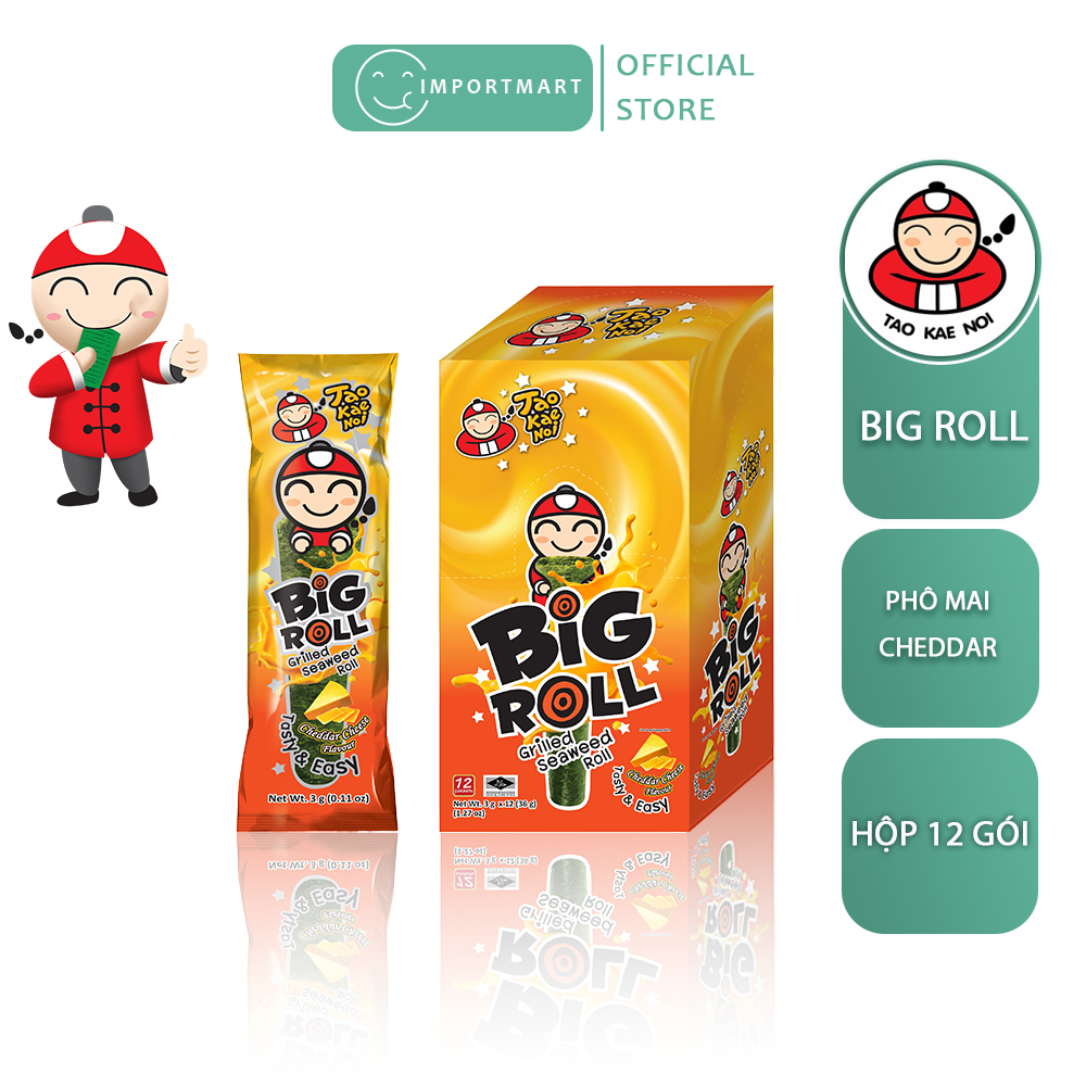 Rong Biển Cuộn Tròn Big Roll Taokaenoi  - Hộp 12 gói