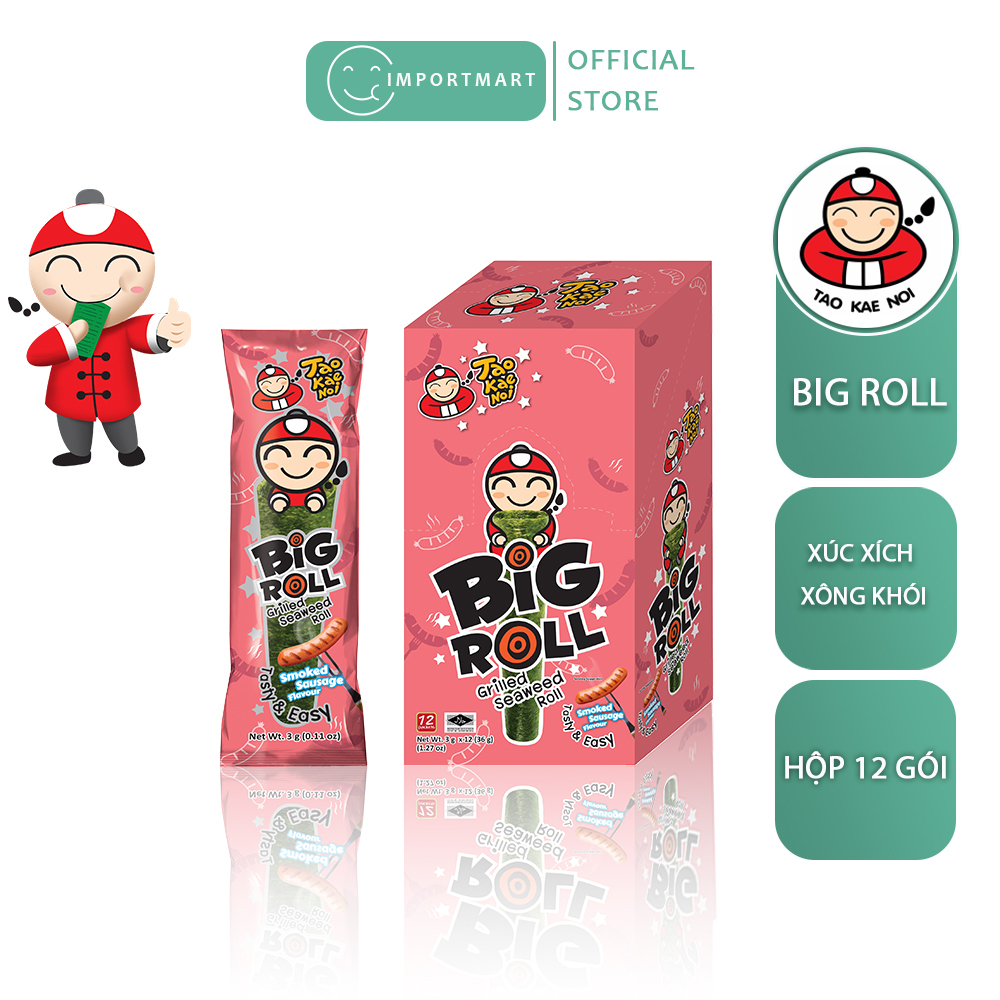 Rong Biển Cuộn Tròn Big Roll Taokaenoi  - Hộp 12 gói