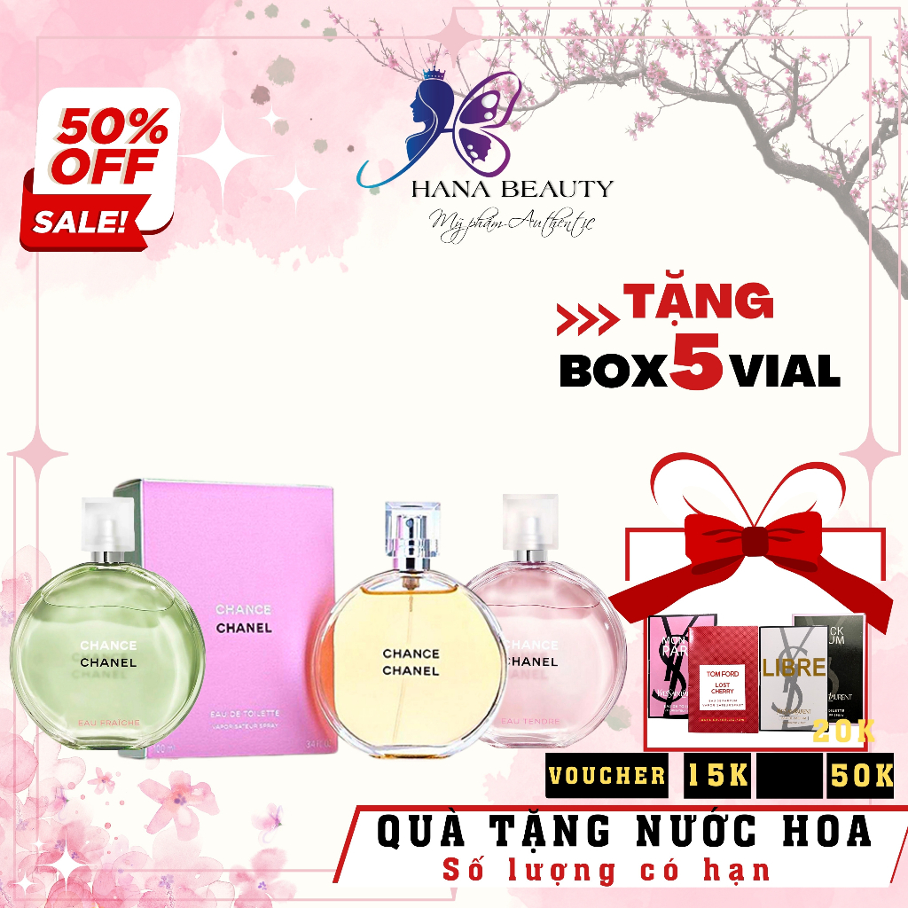 Nước Hoa Chanel Chance Tendre 100ML, Nước Hoa Chanel Chance Fraiche 35ML dành cho Nữ Chính Hãng