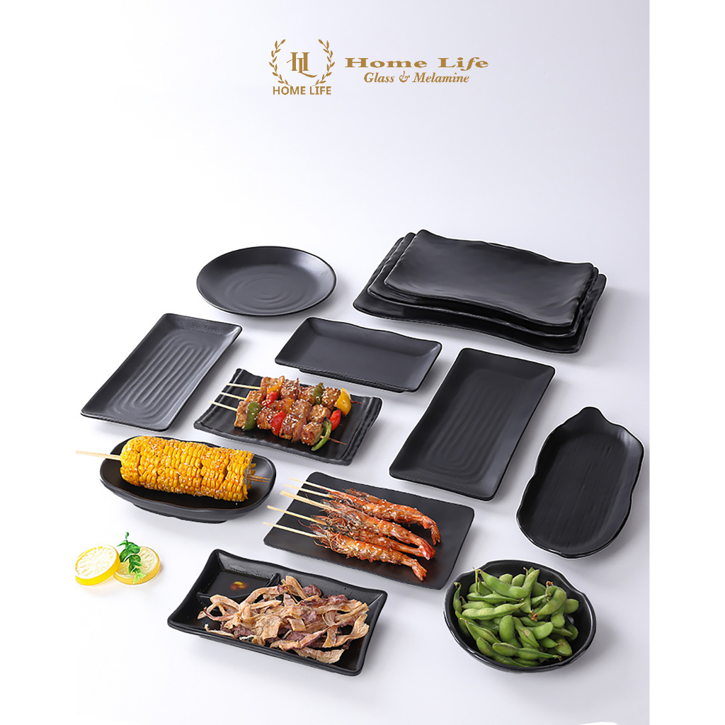 Đĩa Bầu Dục Sâu Melamine A5 | Đĩa xoài sâu đen nhám chống cháy - siêu bền hàng nhập khẩu 5008 5088 chống xước