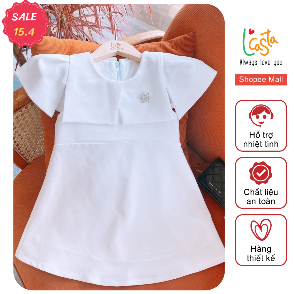 Váy công chúa cho bé gái cổ cách điệu 2 lớp 1 đến 8 tuổi L'casta V0061