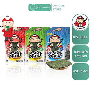Big Sheet Snack rong biển sấy giòn các vị Taokaenoi - Hộp 12 gói
