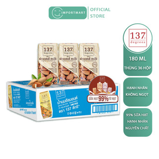 Thùng sữa Sữa Hạt Hạnh Nhân Nguyên Chất không ngọt - 36 hộp 180ml