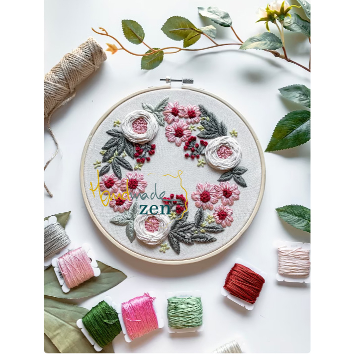 Kit nguyên liệu thêu tay trang trí DIY Bộ Combo thêu Tranh hoa cỏ Tự Thêu thủ công 3D mẫu hoa mùa HẠ 2023 - ZEN Handmade