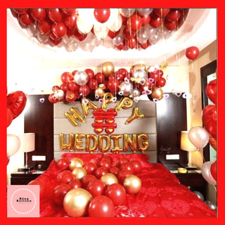 Tặng combo 3 chữ song hỷ 🎈Set bóng bay trang trí phòng cưới đám cưới màu đỏ c18 của Bống Balloon Shop