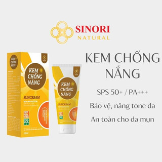 Kem chống nắng dưỡng da nâng tone sinori, sps50+ dưỡng ẩm, làm sáng da, dành cho da dầu mụn 70g