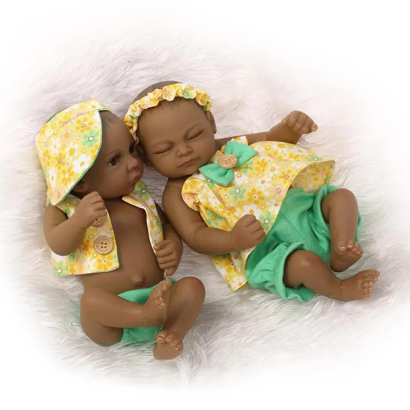Búp Bê Em Bé Châu Phi Sơ Sinh Dễ Thương Bằng Silicon 11 inch 25 cm NPK Reborn Full Body Vinyl Doll
