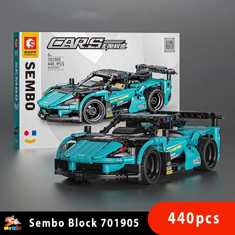 Đồ chơi lego lắp ráp xe ô tô thể thao hai cửa có điều khiển, Sembo block 701905, Mô hình xe thể thao (440 mảnh ghép)
