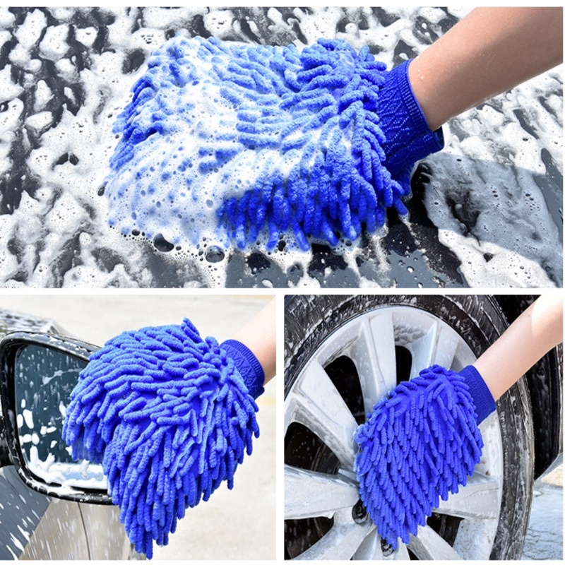 Bao tay san hô bọt biển sợi Microfiber lông cừu lau rửa xe ô tô, xe máy siêu mềm siêu thấm chuyên dụng