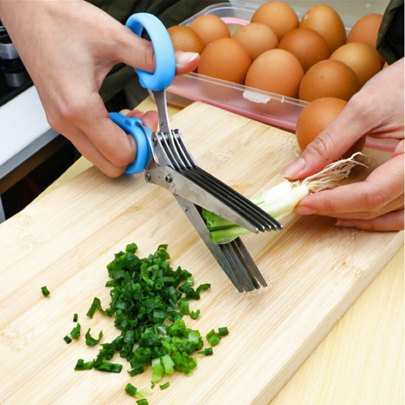 NDH0455 Kéo Cắt Đa Năng Bằng Thép Không Gỉ Với 5 Lưỡi Dao🍀FREESHIP🍀Kéo Inox Nhiều Lưỡi cắt Hành Lá, Cắt Đồ Ăn 5 Lưỡi