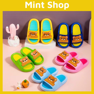 Dép cho bé dép lê bé gái dép cao su màu hồng hình gấu dễ thương size từ 21 - 25