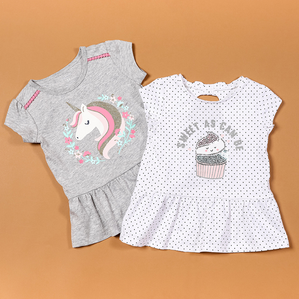Combo 2 áo váy bé gái ngắn tay full size 3-18kg xuất dư chất liệu 100% cotton cao cấp mềm mại Nhà Sans | A26