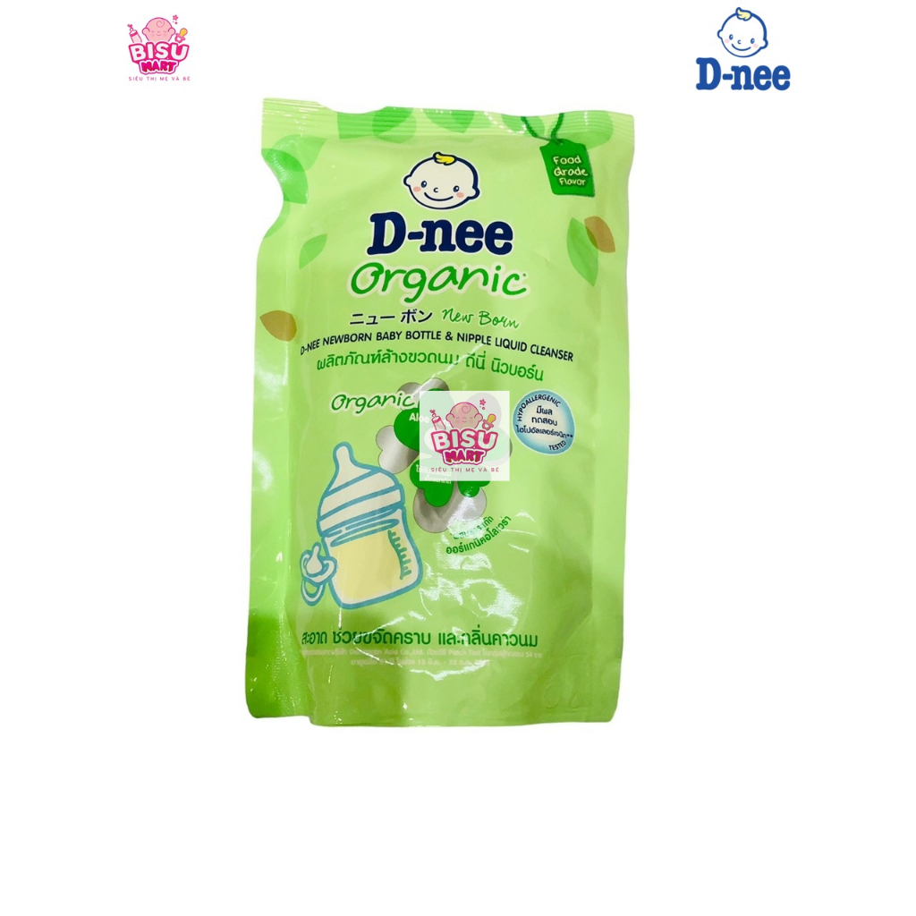 Combo Nước rữa bình sữa và rau quả Organic DNEE Chai 600ml và Túi 400ml