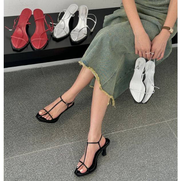 Sandals quai mảnh mũi nhọn ulzzang cao gót thời trang nữ mùa xuân 2023