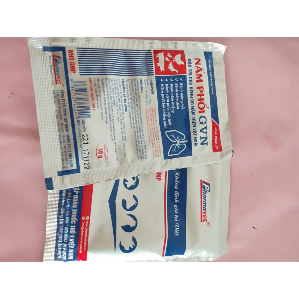 Nấm phổi GVN 10g, 50g dùng cho vật nuôi nhiễm các loại nấm