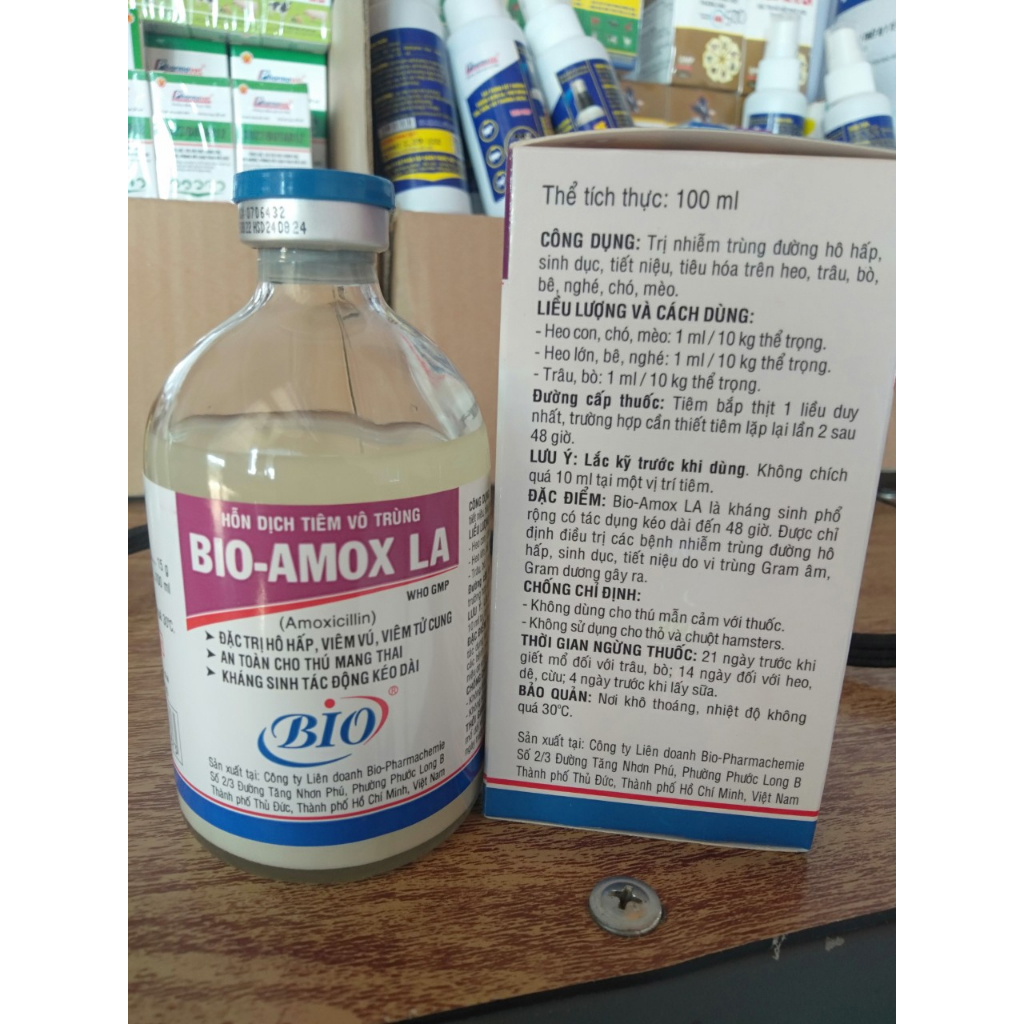 Bio-Amox 20% LA - hô hấp, viêm vú, viêm tử cung 20ml, 100ml