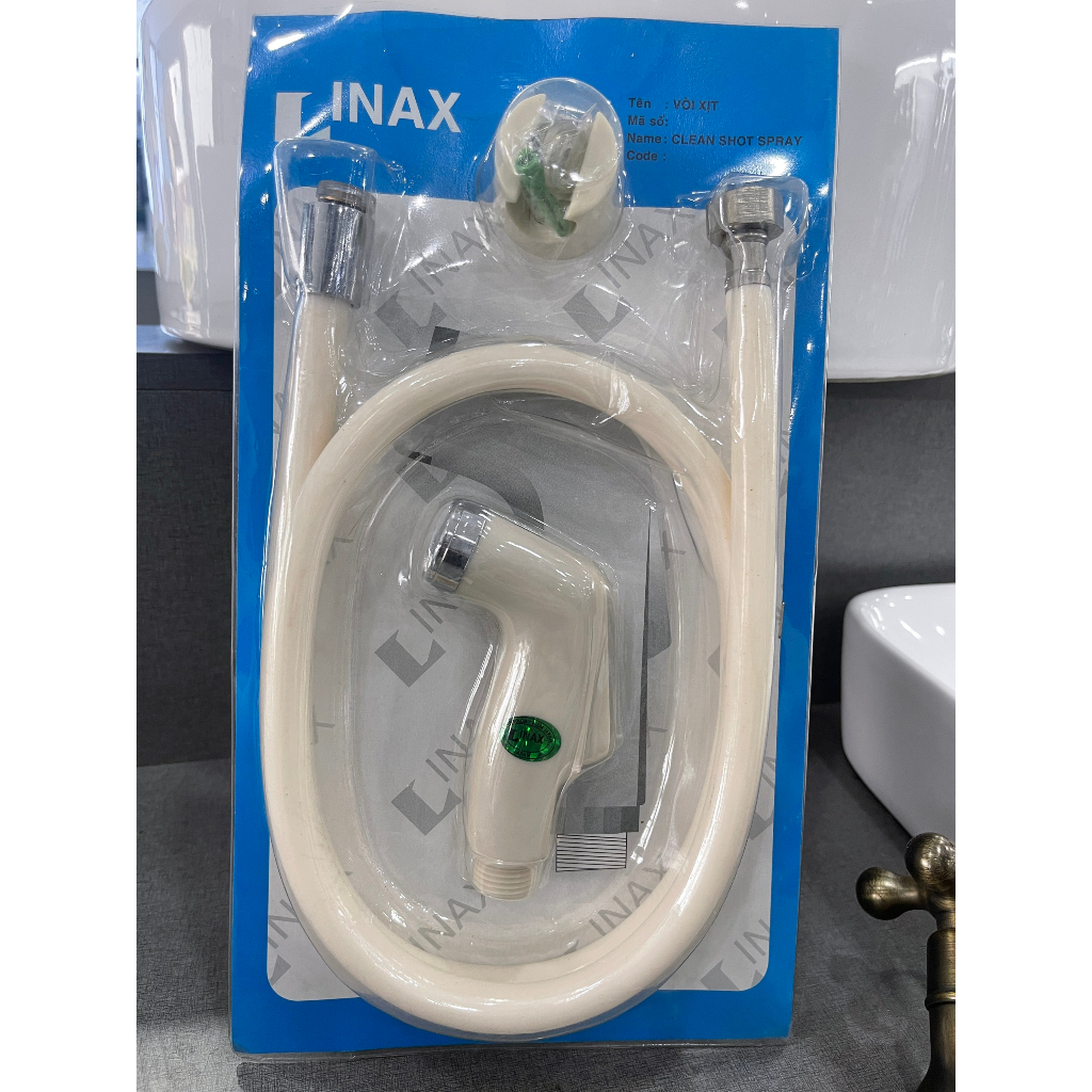 ( HỎA TỐC HCM )Bộ xịt vệ sinh INAX nhựa đầu vòi xịt và dây ti thau- bộ xịt toilet Linax