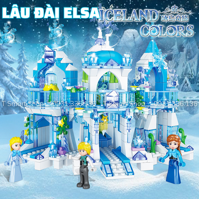 Đồ chơi lắp ráp xếp hình lego bé gái: Lego lâu đài công chúa Elsa, lâu đài hồng xinh xắn