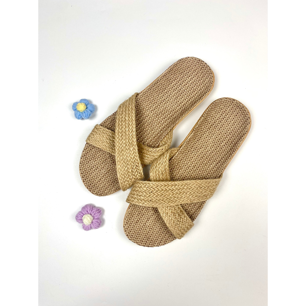 Dép Cói JOLII.SG Quai Trơn Ngang, Êm - Nhẹ - Phù Hợp Mang Đi biển - Văn phòng - Mang trong nhà