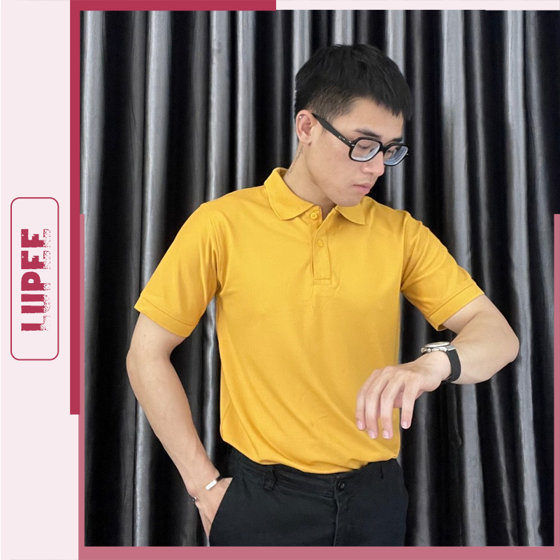Áo polo unisex màu vàng nghệ co giãn 4 chiều giá rẻ