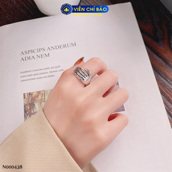Nhẫn bạc nữ xương bàn tay chất liệu bạc Thái 925 thời trang phụ kiện trang sức Viễn Chí Bảo N000438