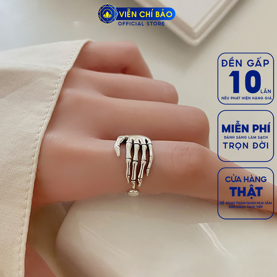 Nhẫn bạc nữ xương bàn tay chất liệu bạc Thái 925 thời trang phụ kiện trang sức Viễn Chí Bảo N000438