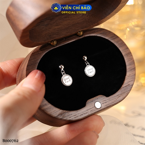 Bông tai bạc nữ tròn Gooluck chất liệu bạc Ý 925 thời trang phụ kiện trang sức Viễn Chí Bảo B000762