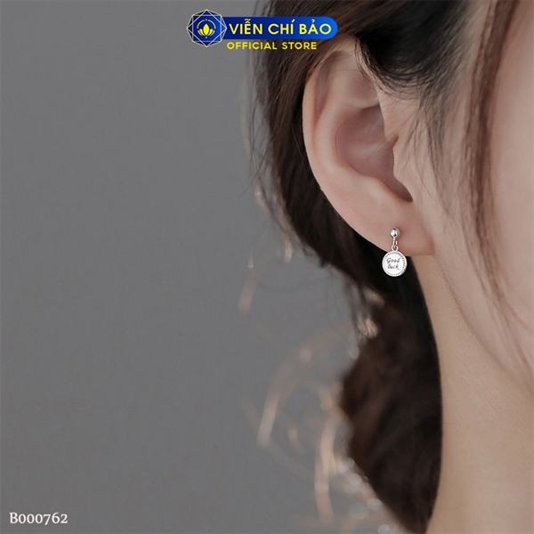 Bông tai bạc nữ tròn Gooluck chất liệu bạc Ý 925 thời trang phụ kiện trang sức Viễn Chí Bảo B000762