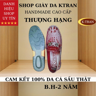 Giày lười nam da cá sấu mã K03, giày tây nam công sở chất liệu da cá sấu màu nâu mận châu phi,hàng việt nam cao cấp