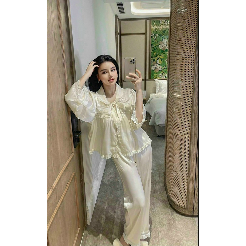 Pijama Tiểu Thư Set 3 Món HOT HIT Pinkgodess( em bán chạy hàng này lắm ạ ) QUẢNG CHÂU CAO CẤP
