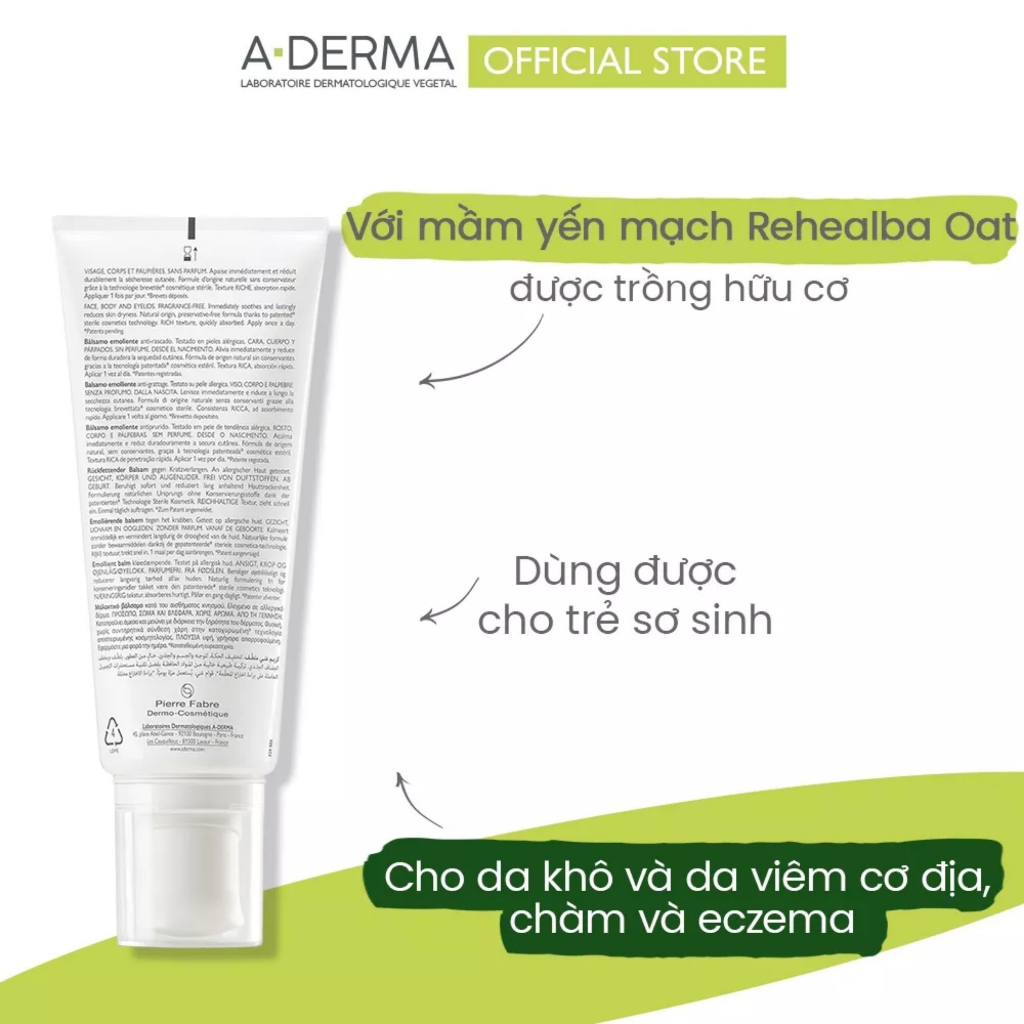 [TEM CTY - MẪU MỚI] ADERMA Exomega Control Emollient Cream - Kem Dưỡng Cho Da Rất Khô, Da Cơ Địa, Da Nhạy Cảm