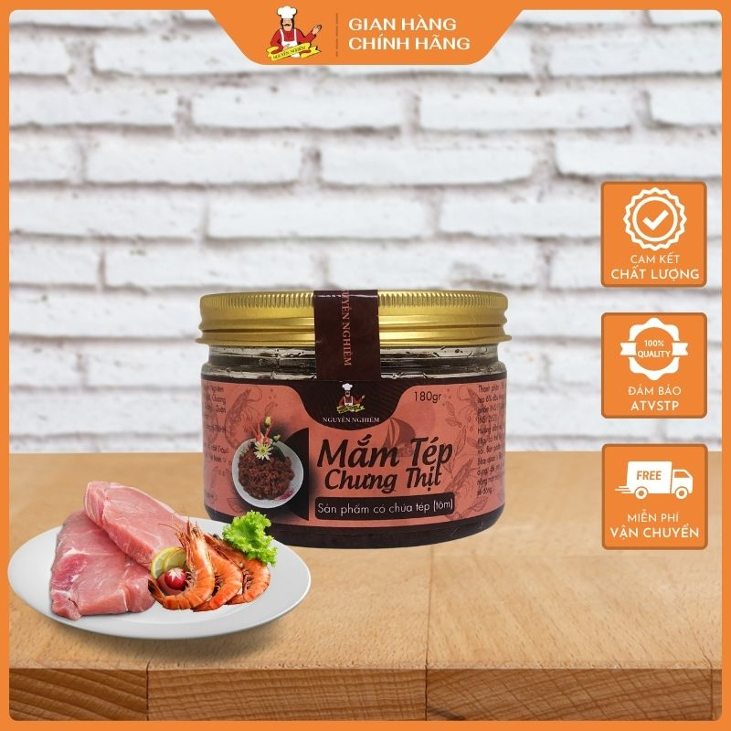 Mắm tép chưng thịt ăn liền hộp 180g thương hiệu Nguyễn Nghiêm