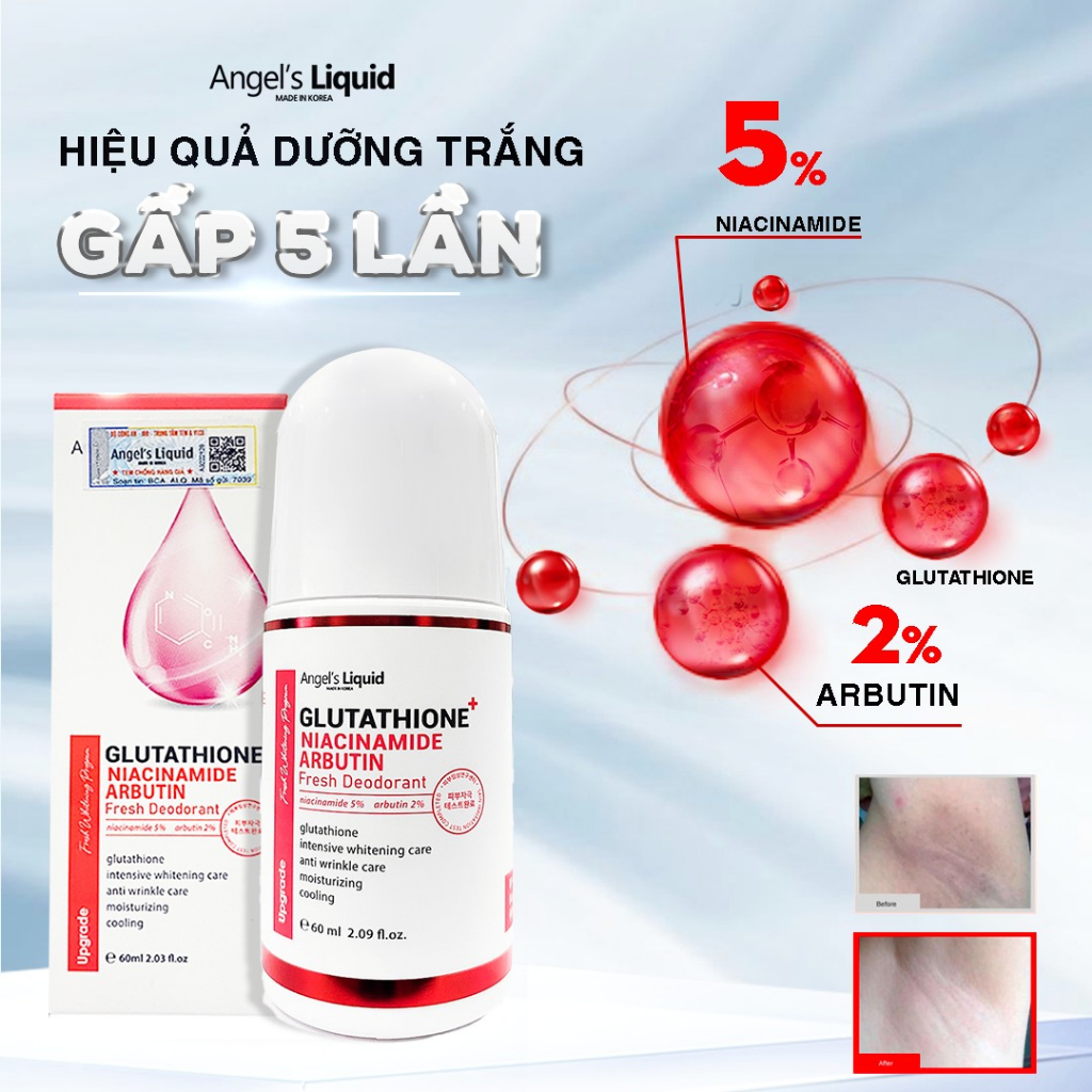 Lăn nách glutathione trắng da - Lăn khử mùi giảm thâm hết ố vàng áo 60ml HànQuốc