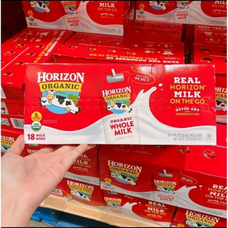 Thùng 18 Hộp Sữa Tươi Horizon Nước Horizon Organic Whole Milk cho bé từ 12 tháng tuổi 236ml/hộp của Mỹ