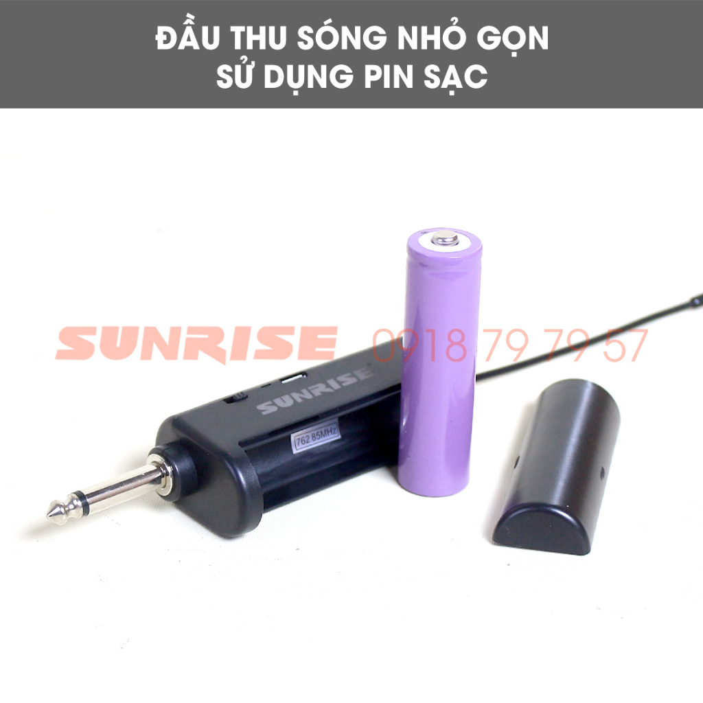 Micro đa năng không dây karaoke cho loa kéo, Amply, Mixer chính hãng Sunrise A-1.2, Mic karaoke hút giọng, chống hú